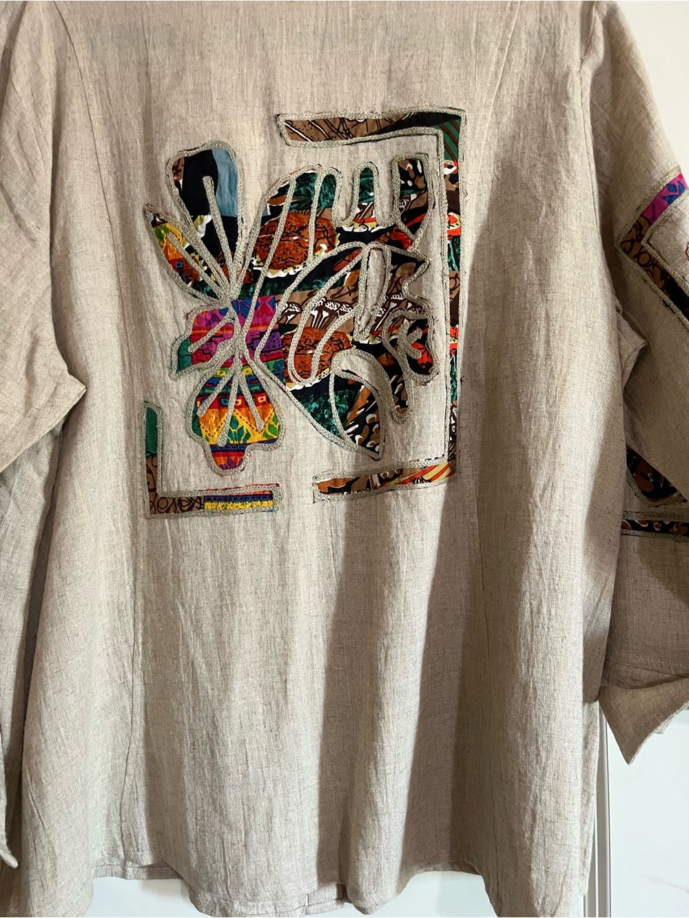 ANU Boho Embroidered Top Jacket with Multicolor Appliqué Unique Buttons. NWT LGE - Picture 8 of 10